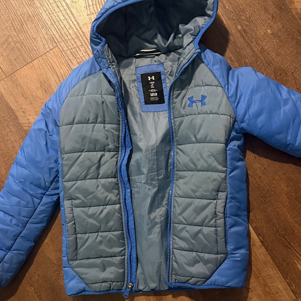 Under Armour Boys' Two-Tone Blue Hooded Puffer Jacket